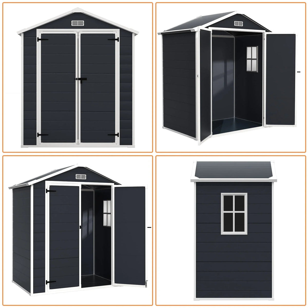 Abri de jardin en résine toutes saisons avec plancher, 1,8 m x 1,2 m/1,8 m x 2,4 m/2,4 m x 1,8 m/2,4 m x 3 m, Spire Tool Shed