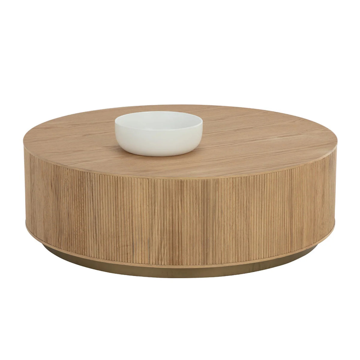 Table basse en chêne rustique avec façades cannelées | Finition or brossé