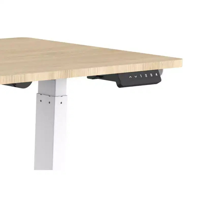 Bureau assis-debout réglable en hauteur, moteur unique, blanc, 1 personne, plateau de 120 cm