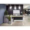 Bureau assis-debout réglable en hauteur, moteur unique, blanc, 1 personne, plateau de 120 cm