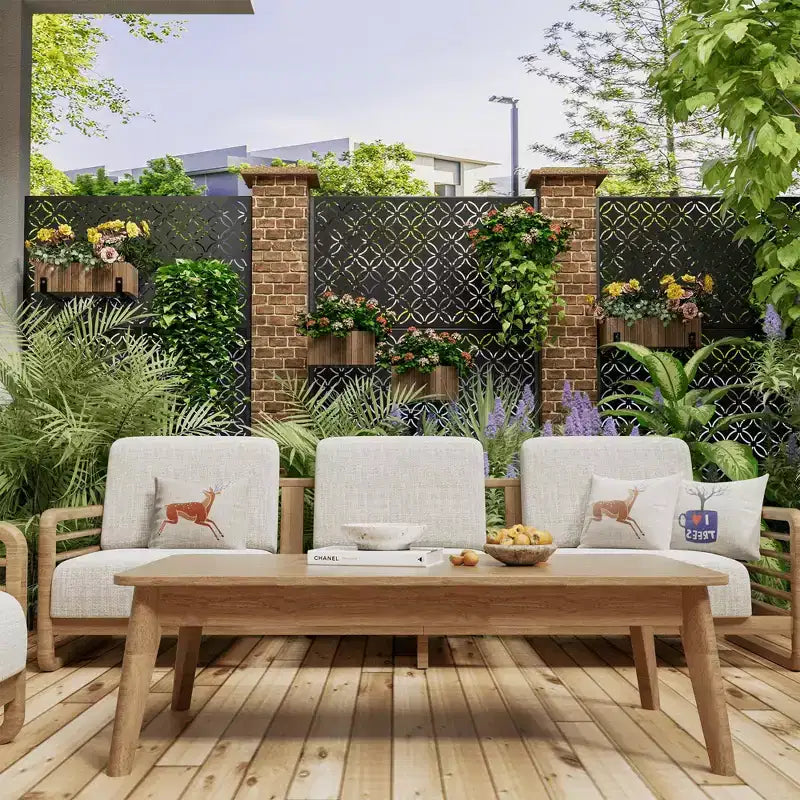 MAYEERTY Paravent en Acier Galvanisé Diviseur d'Intérieur et d'Extérieur Paravent Décoratif Autoportant pour Balcon Jardin 1 pièce