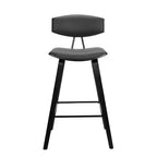 Tabouret de bar dossier bas mi-siècle marron/noyer, similicuir, hauteur fixe, 1 place