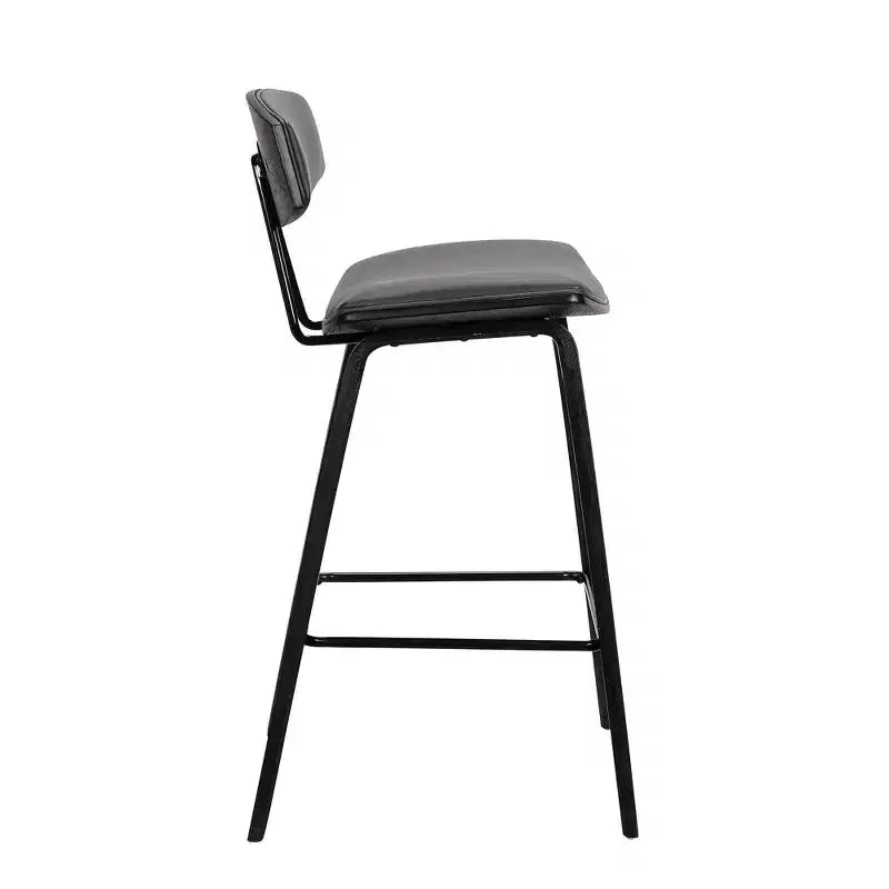 Tabouret de bar dossier bas mi-siècle marron/noyer, similicuir, hauteur fixe, 1 place