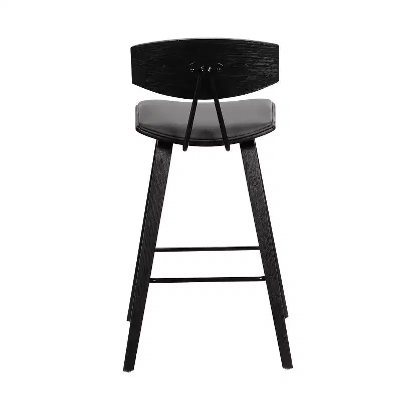 Tabouret de bar dossier bas mi-siècle marron/noyer, similicuir, hauteur fixe, 1 place