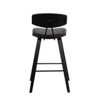 Tabouret de bar dossier bas mi-siècle marron/noyer, similicuir, hauteur fixe, 1 place