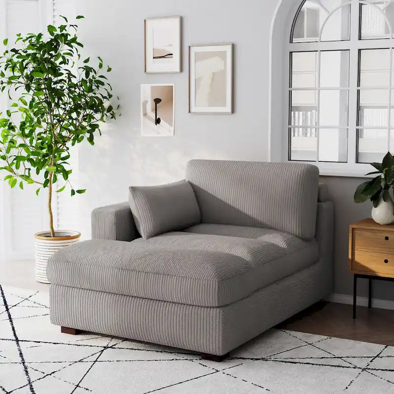 Canapé modulaire sectionnel oversize en velours côtelé avec coussin