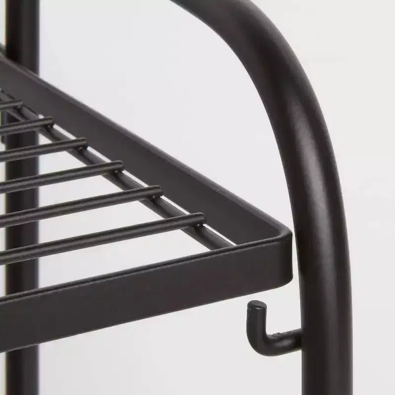Étagère en acier noire, 3 niveaux, pliable, étroite/large