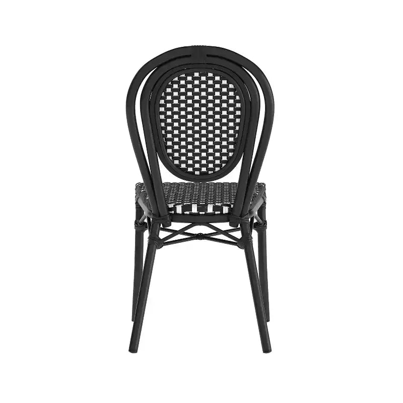 Chaise empilable de bistrot Thonet commerciale intérieure/extérieure Flash Furniture Lourdes, rotin synthétique et cadre en aluminium