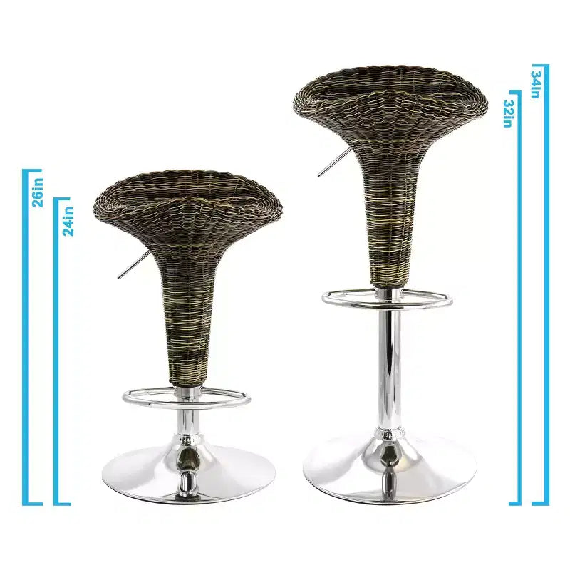 Tabouret de bar pivotant rond marron et chrome, lot de 2 (1 personne)