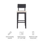 Tabouret de bar rembourré gris anthracite / gris clair, sans accoudoirs avec dossier, 1 place