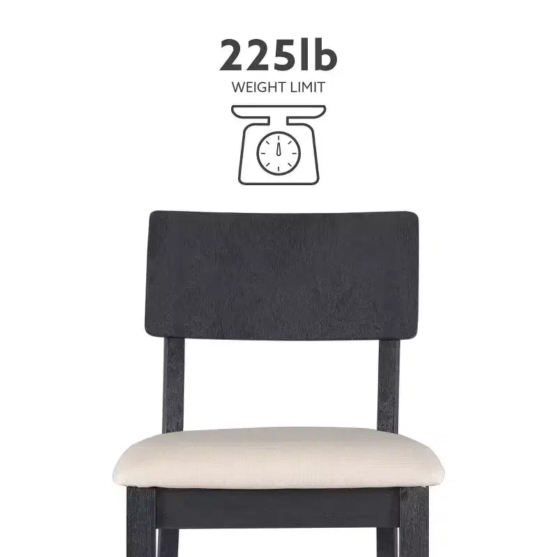 Tabouret de bar rembourré gris anthracite / gris clair, sans accoudoirs avec dossier, 1 place