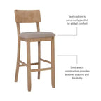 Tabouret de bar rembourré gris anthracite / gris clair, sans accoudoirs avec dossier, 1 place