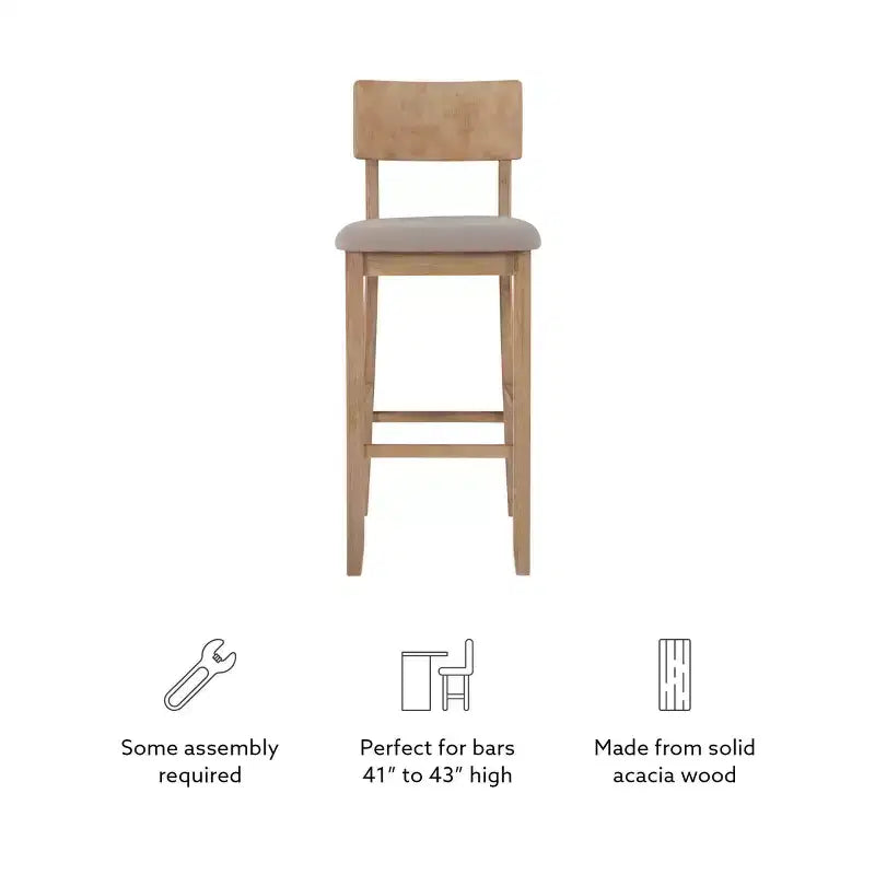 Tabouret de bar rembourré gris anthracite / gris clair, sans accoudoirs avec dossier, 1 place
