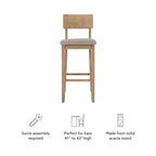 Tabouret de bar rembourré gris anthracite / gris clair, sans accoudoirs avec dossier, 1 place