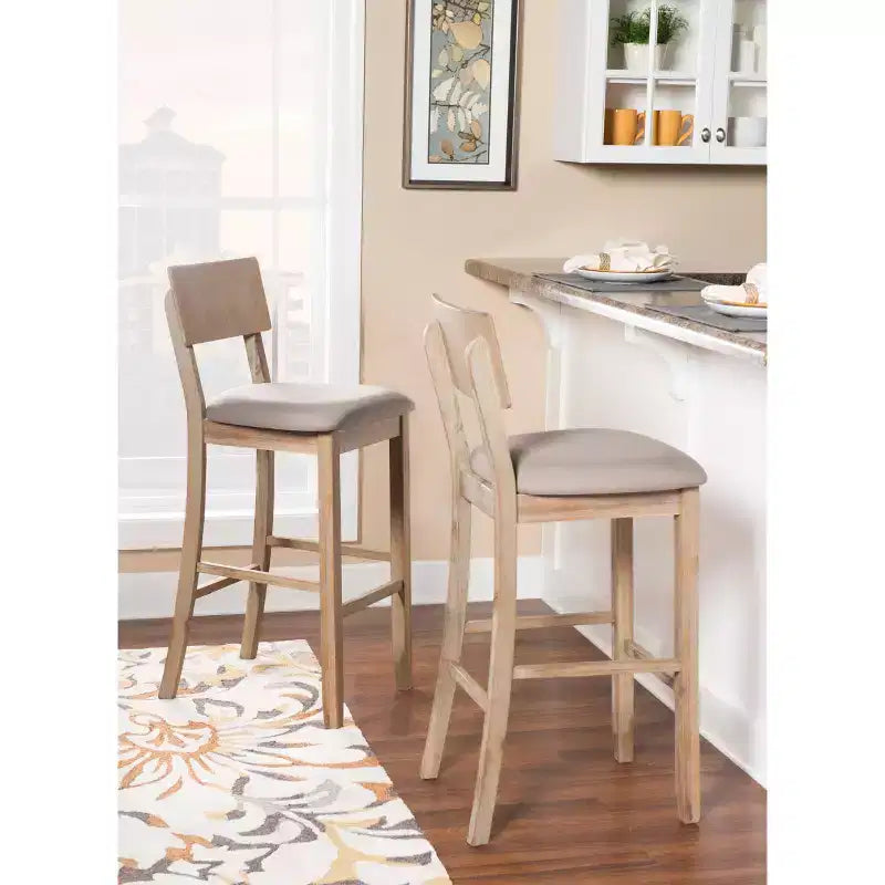 Tabouret de bar rembourré gris anthracite / gris clair, sans accoudoirs avec dossier, 1 place