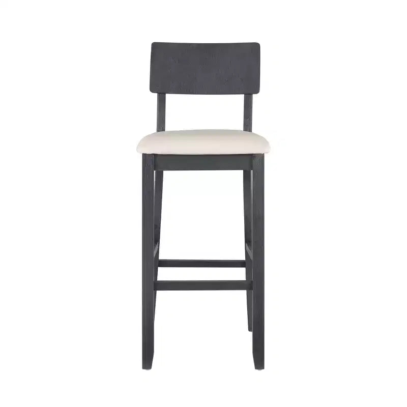 Tabouret de bar rembourré gris anthracite / gris clair, sans accoudoirs avec dossier, 1 place