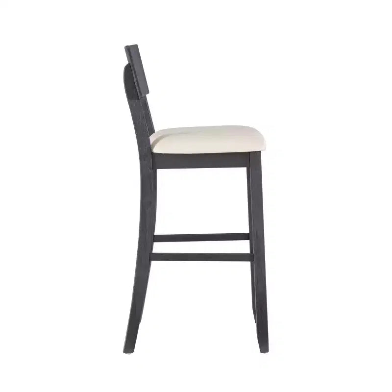 Tabouret de bar rembourré gris anthracite / gris clair, sans accoudoirs avec dossier, 1 place