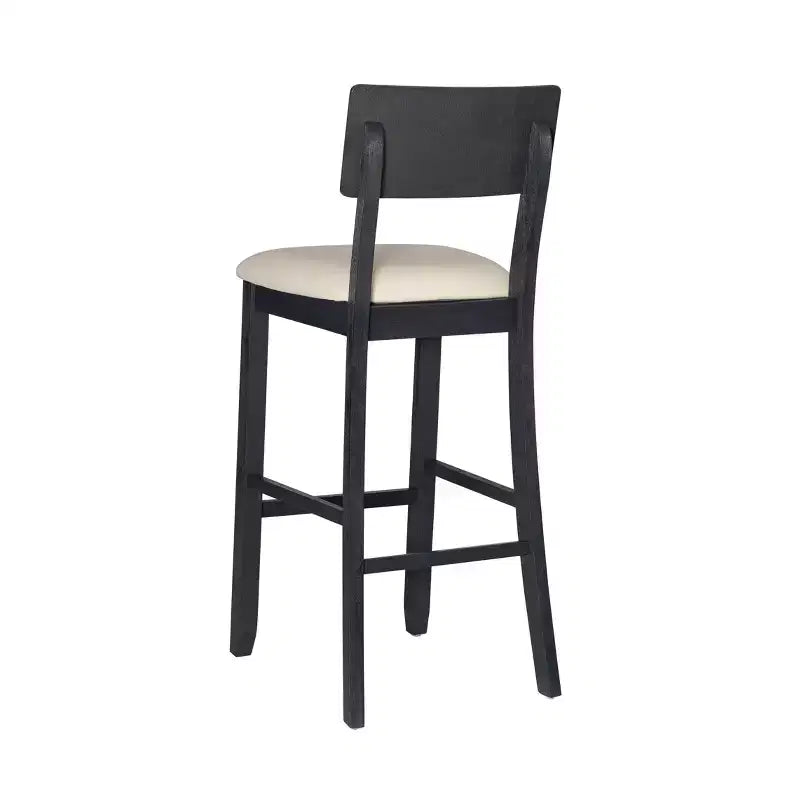 Tabouret de bar rembourré gris anthracite / gris clair, sans accoudoirs avec dossier, 1 place