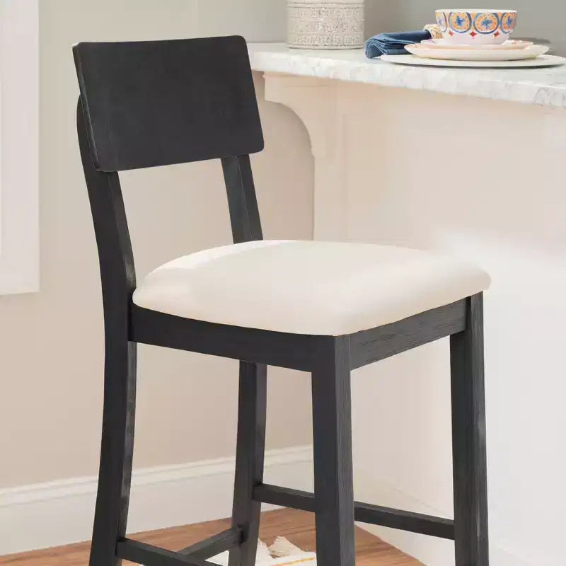 Tabouret de bar rembourré gris anthracite / gris clair, sans accoudoirs avec dossier, 1 place