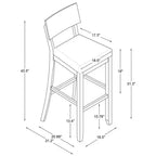 Tabouret de bar rembourré gris anthracite / gris clair, sans accoudoirs avec dossier, 1 place