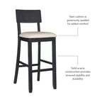Tabouret de bar rembourré gris anthracite / gris clair, sans accoudoirs avec dossier, 1 place
