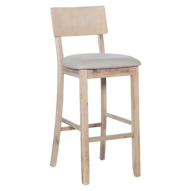 Tabouret de bar rembourré gris anthracite / gris clair, sans accoudoirs avec dossier, 1 place