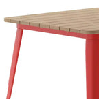 Table à manger carrée d'intérieur/extérieur 80 cm pour 4 personnes – Piètement en acier, Noir / Marron/Rouge / Marron/Argent