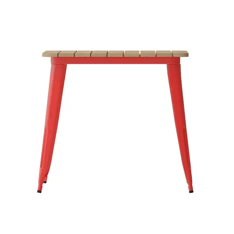 Table à manger carrée d'intérieur/extérieur 80 cm pour 4 personnes – Piètement en acier, Noir / Marron/Rouge / Marron/Argent