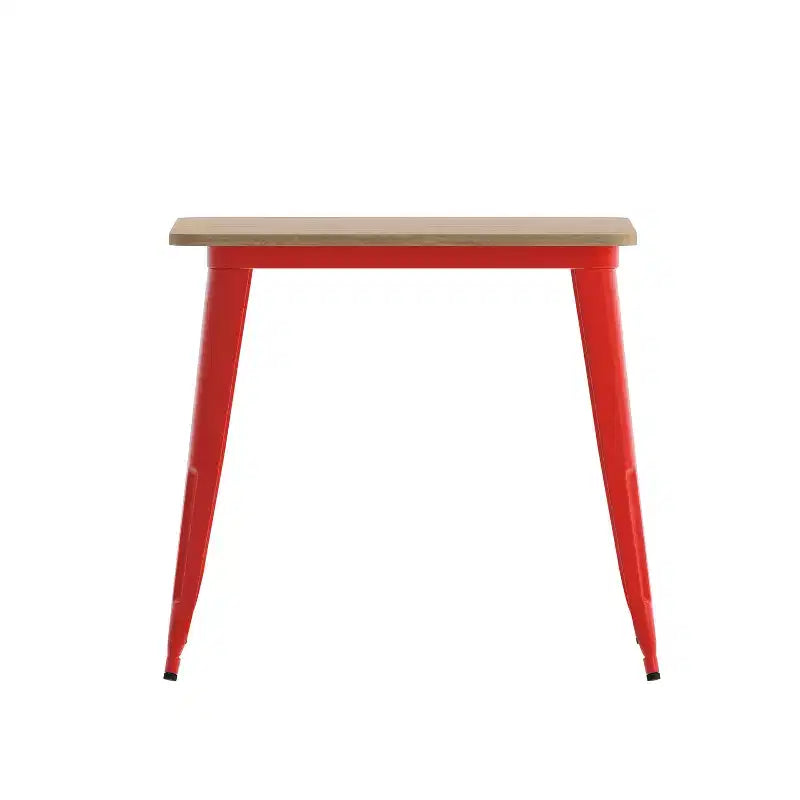 Table à manger carrée d'intérieur/extérieur 80 cm pour 4 personnes – Piètement en acier, Noir / Marron/Rouge / Marron/Argent