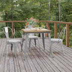 Table à manger carrée d'intérieur/extérieur 80 cm pour 4 personnes – Piètement en acier, Noir / Marron/Rouge / Marron/Argent