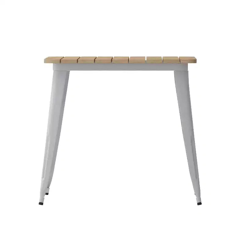 Table à manger carrée d'intérieur/extérieur 80 cm pour 4 personnes – Piètement en acier, Noir / Marron/Rouge / Marron/Argent