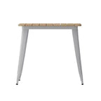 Table à manger carrée d'intérieur/extérieur 80 cm pour 4 personnes – Piètement en acier, Noir / Marron/Rouge / Marron/Argent