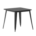 Table à manger carrée d'intérieur/extérieur 80 cm pour 4 personnes – Piètement en acier, Noir / Marron/Rouge / Marron/Argent