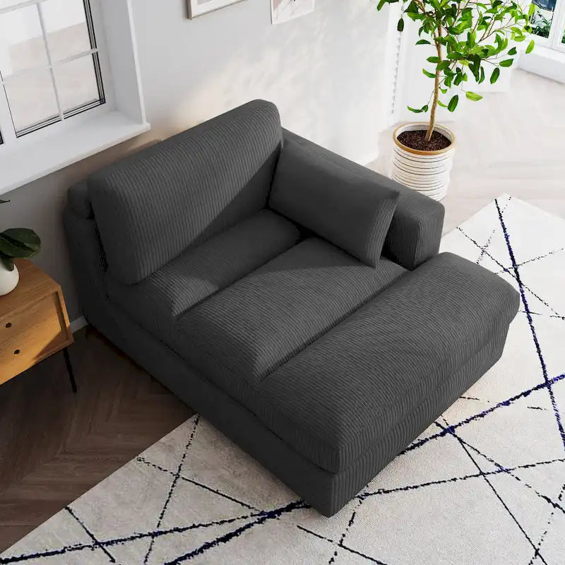Canapé modulaire sectionnel oversize en velours côtelé avec coussin