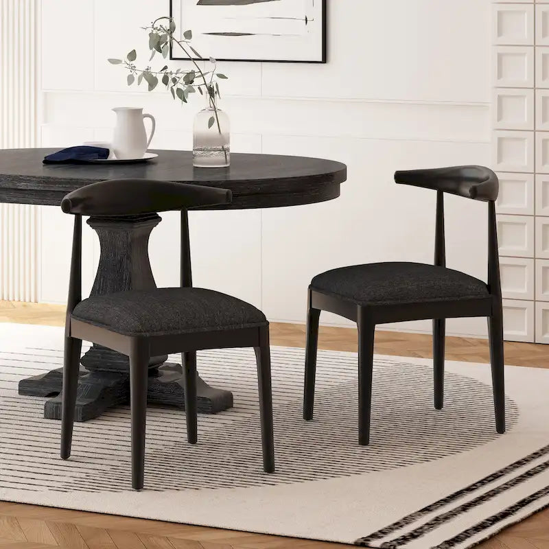 Chaises de salle à manger Cortina en tissu et en hévéa (lot de 2) de Christopher Knight Home