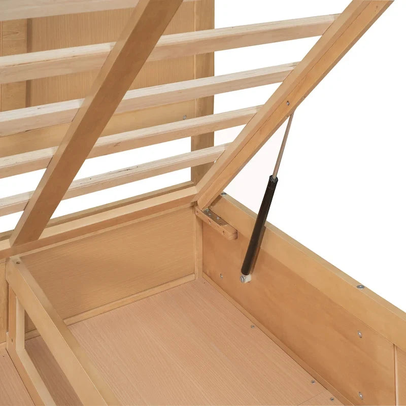Lit plateforme en bois avec rangement inférieur et 2 tiroirs