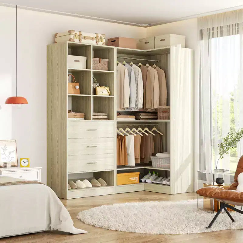 Besiost Lot de 2 systèmes de rangement de placard autoportants avec 4 tiroirs, organisateur de dressing avec tringle à vêtements