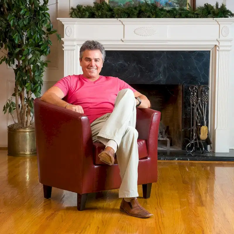 Fauteuil club baquet en cuir reconstitué rouge oxblood par Christopher Knight Home