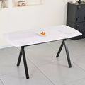 Table de salle à manger rectangulaire GDFStudio Daniela moderne en verre trempé avec motif marbre et pieds en métal