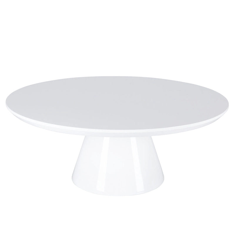 Table basse conique moderne pour salon, finition haute brillance, diamètre de 35,4 po, noire ou blanche