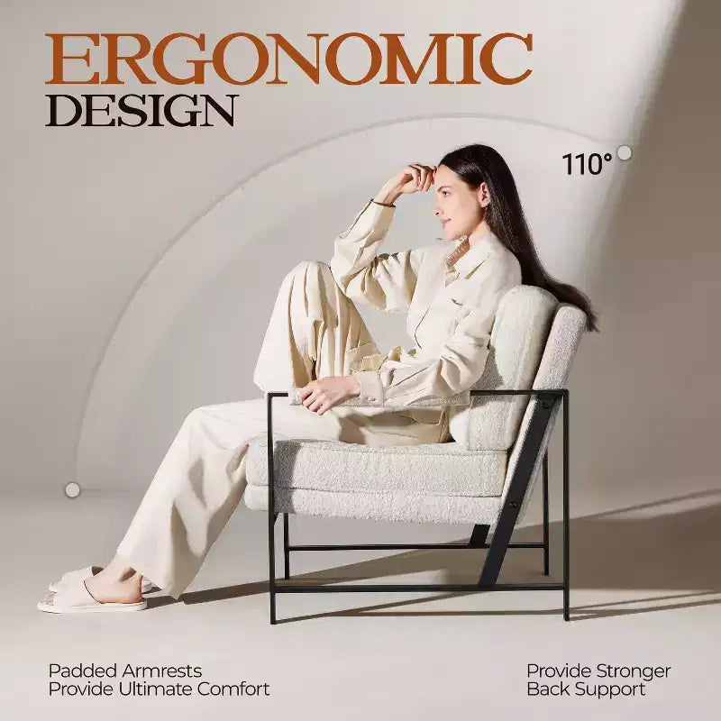 Yaheetech Lot de 2 fauteuils de salon rétro rembourrés avec accoudoirs en métal, coussin d'assise et de dossier amovible