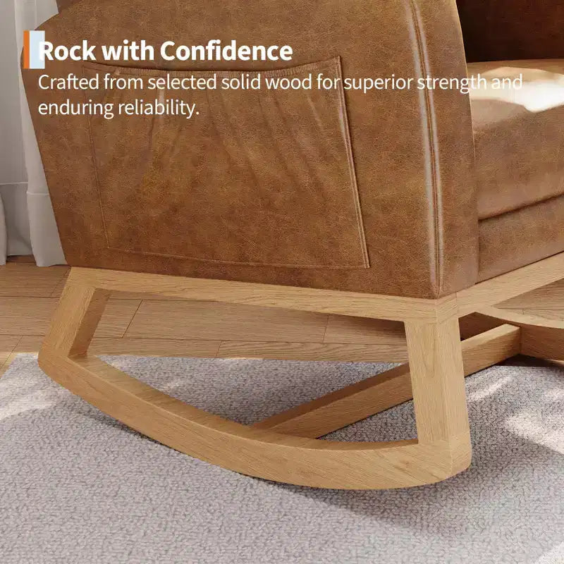 Fauteuil à bascule moderne avec oreiller et poches latérales, pour salon, chambre à coucher
