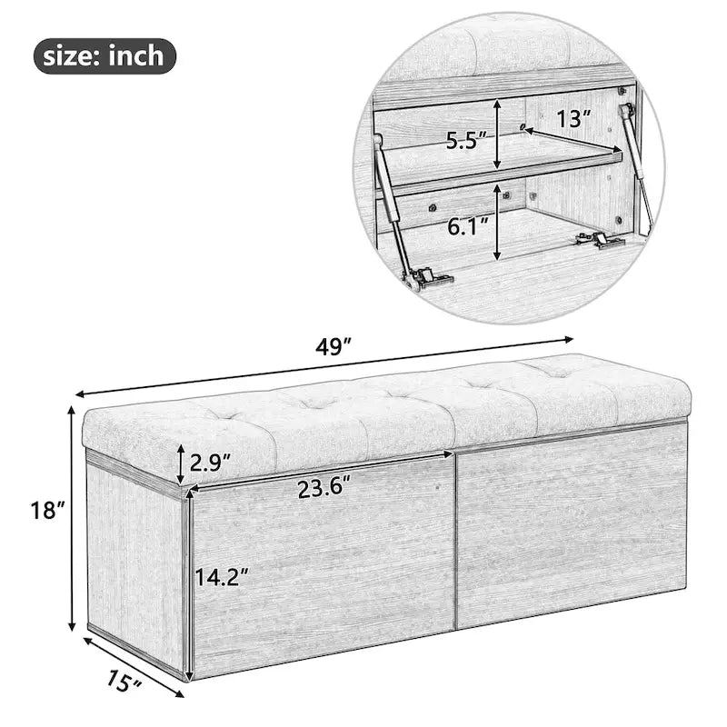 Banc de rangement pour chaussures, meuble à chaussures avec assise rembourrée et deux portes pour entrée