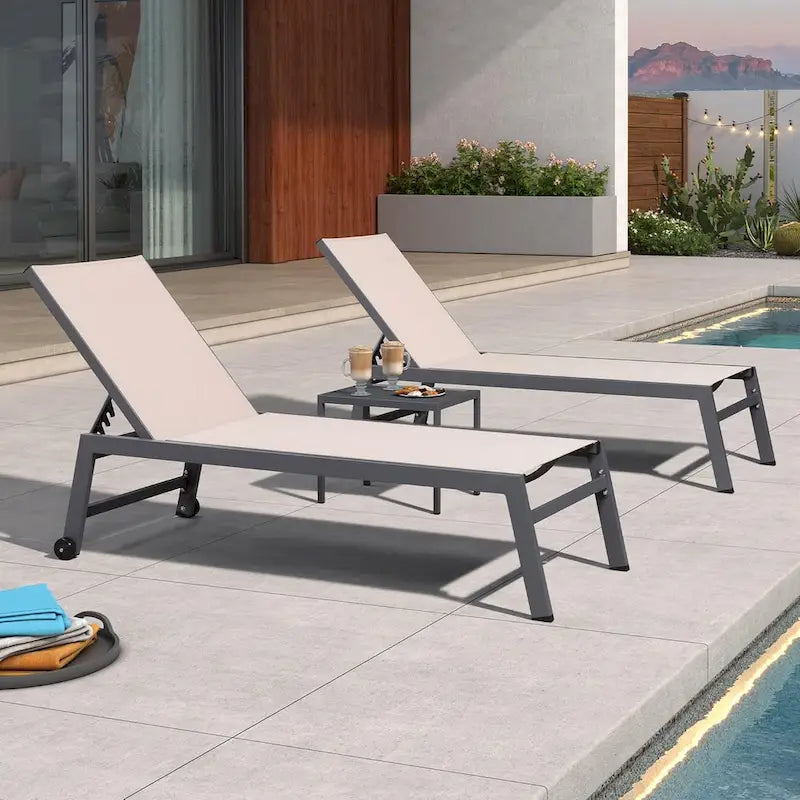 PURPLE LEAF Ensemble de 2 chaises longues de jardin, transats d'extérieur avec cadre en aluminium