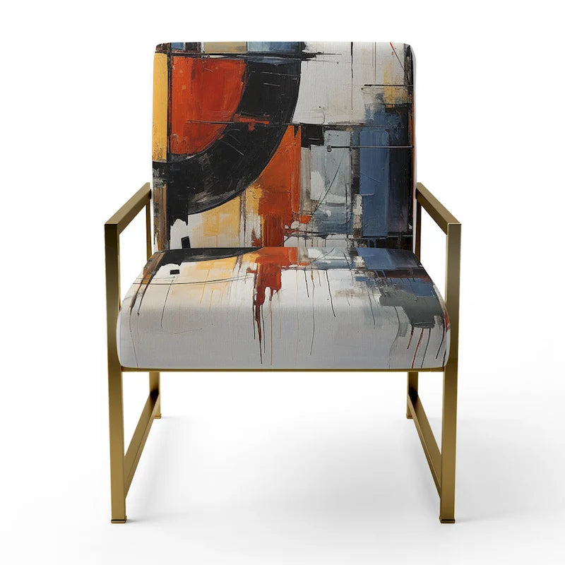 Fauteuil d'appoint rembourré et fauteuil moderne du milieu du siècle Designart Colorful Mid Century Abstract Fusion I