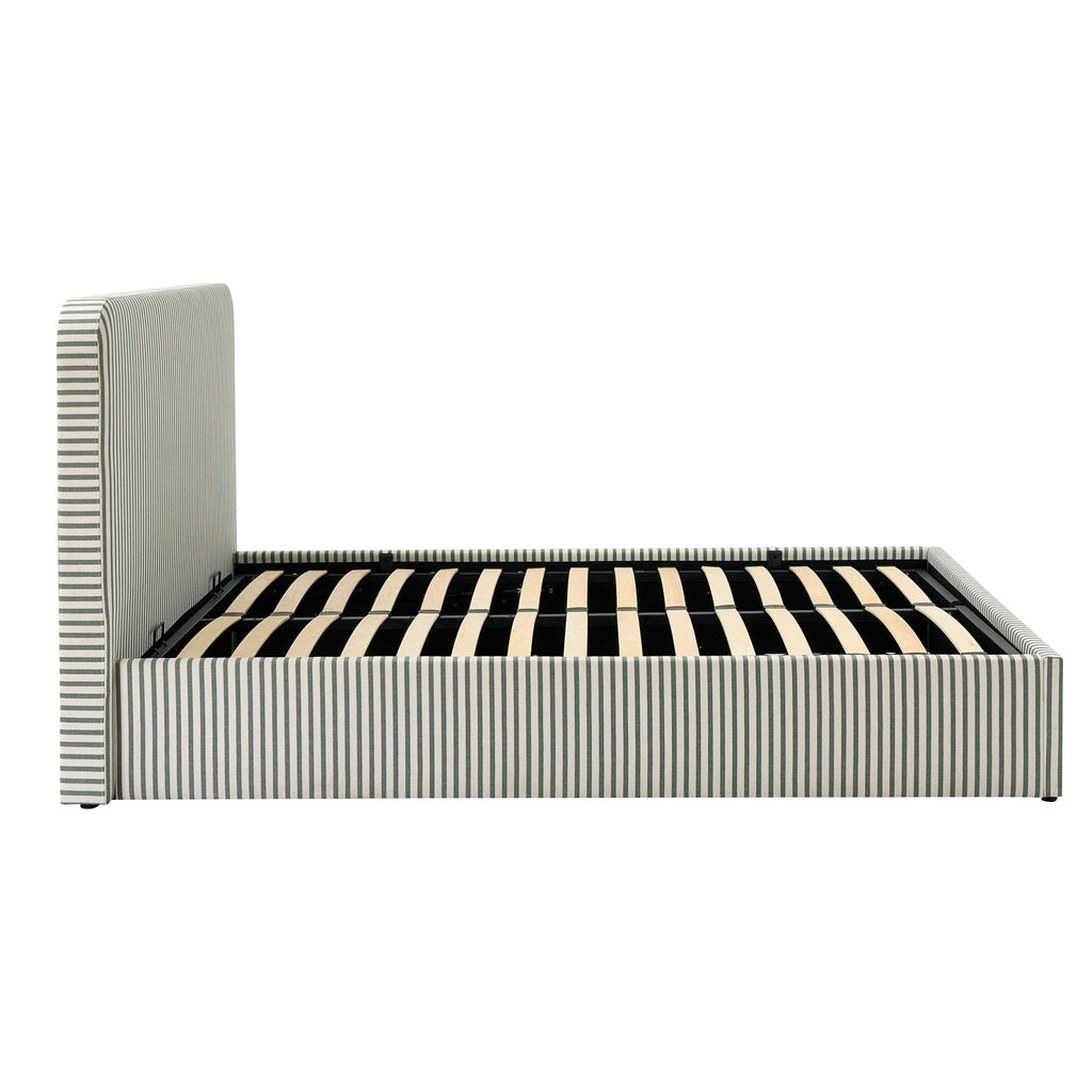 Lit de rangement - Rayures sauge