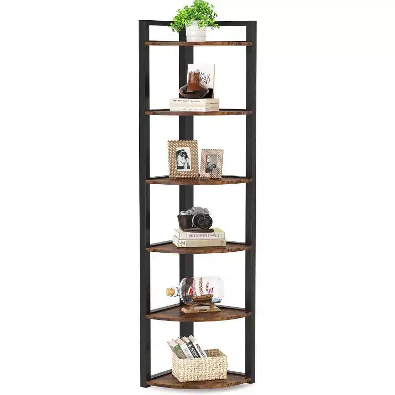 Bibliothèque d'angle à 6 niveaux Tribesigns, étagère de rangement de 180 cm de haut