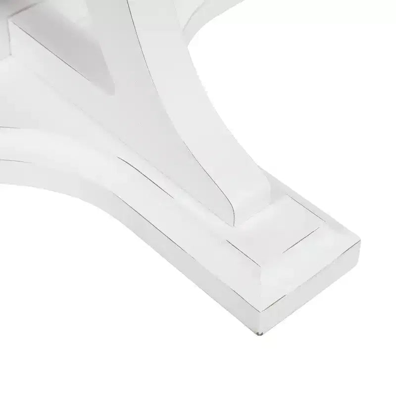 Table basse ronde en bois, marron rustique et blanc, piètement entrecroisé