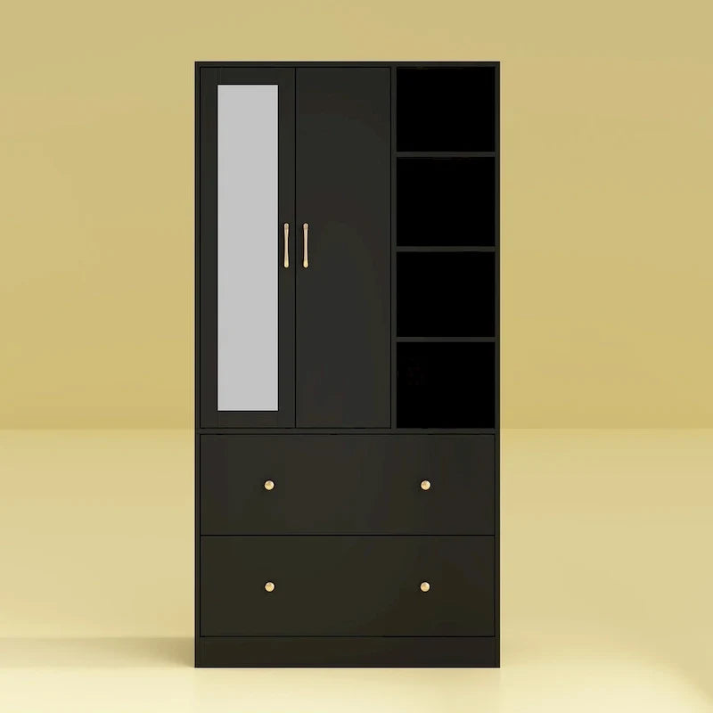 Armoire penderie avec miroir et tringle télescopique (gain de place)