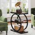 Table d'appoint étroite avec 3 étagères de rangement, table de chevet en bois pour salon